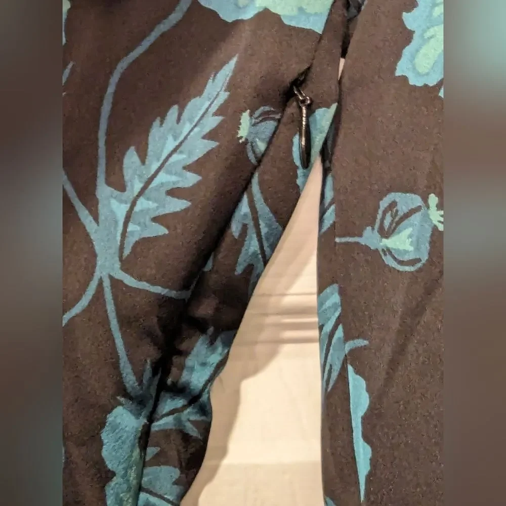 J. Crew Satin back crepe peplum button-front black green floral blouse shirt 2